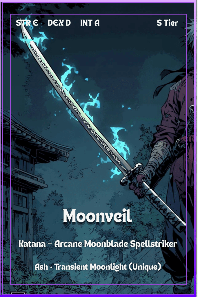 Moonveil katana build showcase with Transient Moonlight skill